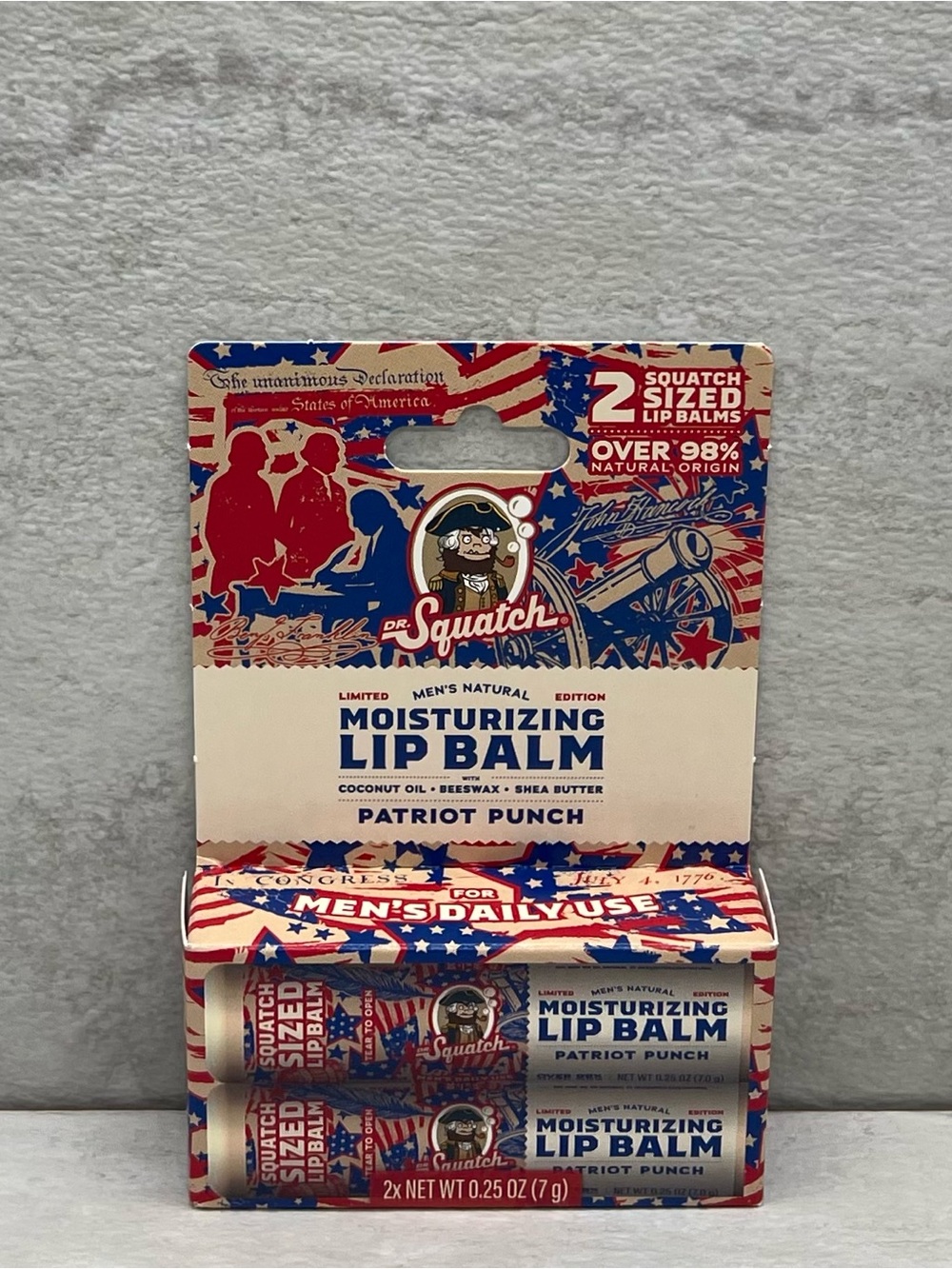 💥 $10 Dr. Squatch Moisturizing Lip Balm in Patriot Punch ~ 2 Pack